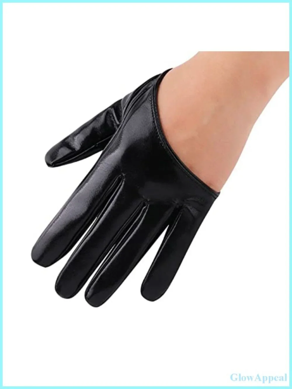 PU Leather Half Finger Gloves for Women, Five Finger Driving Dress Cosplay